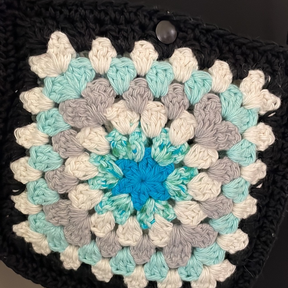Hand Crochet Shoulder Bag Crossbody Bag Crochet Granny Square BOHO - 100% Cotton - Picture 16 of 16